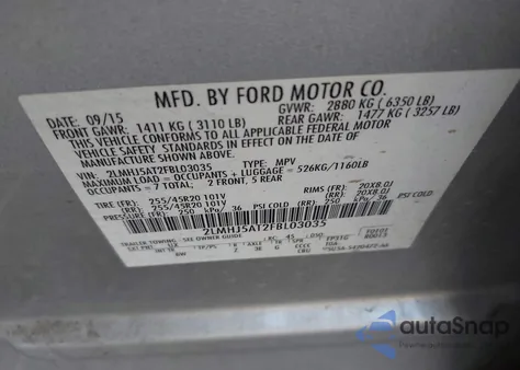 2015 Lincoln Mkt Ecoboost z USA, uszkodzony, nr VIN 2LMHJ5AT2FBL03035